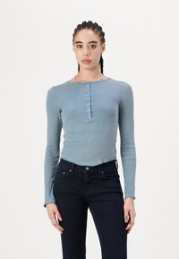 BDG Urban Outfitters DRAKE POPPER HENLEY - Majica z dolgimi rokavi - blue