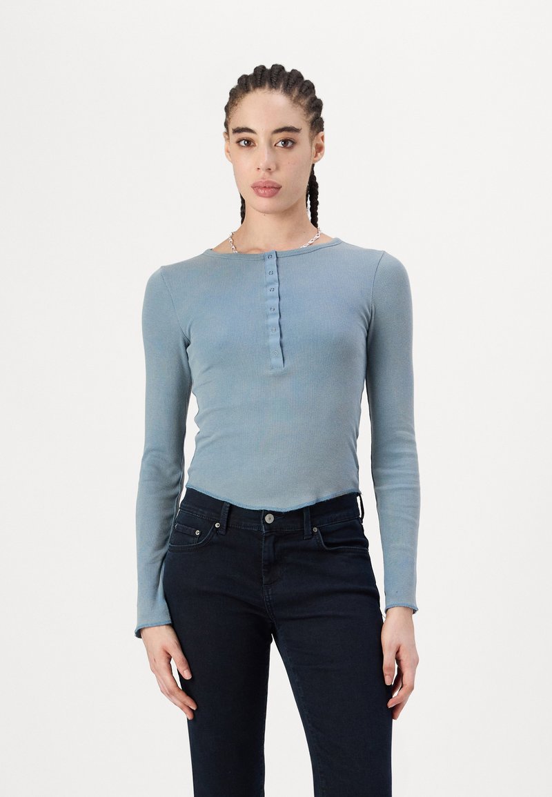 BDG Urban Outfitters DRAKE POPPER HENLEY - Majica z dolgimi rokavi - blue