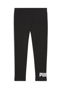 Mustat legginsit, jotka on valmistettu joustavasta kankaasta ja joissa on korkea vyötärö sekä valkoinen painettu logotartunta vasemmassa alakulmassa.