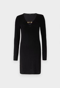 VMMARRI V NECK SHORT DRESS - Pulóverruha - black/gold-coloured