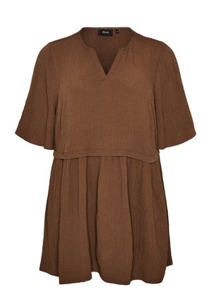 Zizzi, TUNIKA MIT CRINKLE-STRUKTUR UND 1/2-ÄRMELN - Tuniek - braun