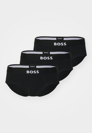Cuecas pretas em pacote de três, com uma cinta larga preta e o logótipo branco "BOSS". Tejido suave com um design de corte clássico.