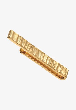 Arany hajcsat, textúrált, hullámos mintázattal, sima hátsó résszel és téglalap alakú formával, amely visszaveri a fényt, így fényes felületet biztosít.