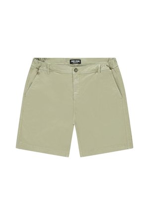 Beige casual shorts met knoop aan de voorkant, ritssluiting, zijzakken en riemlussen, met label "Cars Jeans" aan de tailleband.