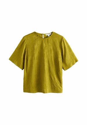 Next REGULAR FIT - SHORT SLEEVE LEAF JACQUARD  - Palaidinė - ochre yellow