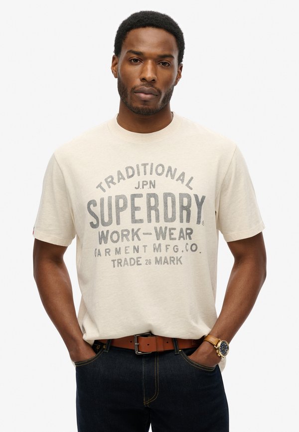 MACHINED GOODS WORKWEAR  - T-Shirt print - oat cream marl