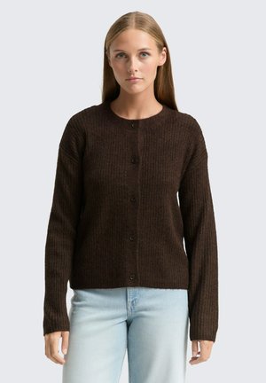 COSY  MIT RUNDHALSAUSSCHNITT - Strickjacke - soft chocolate brown melange
