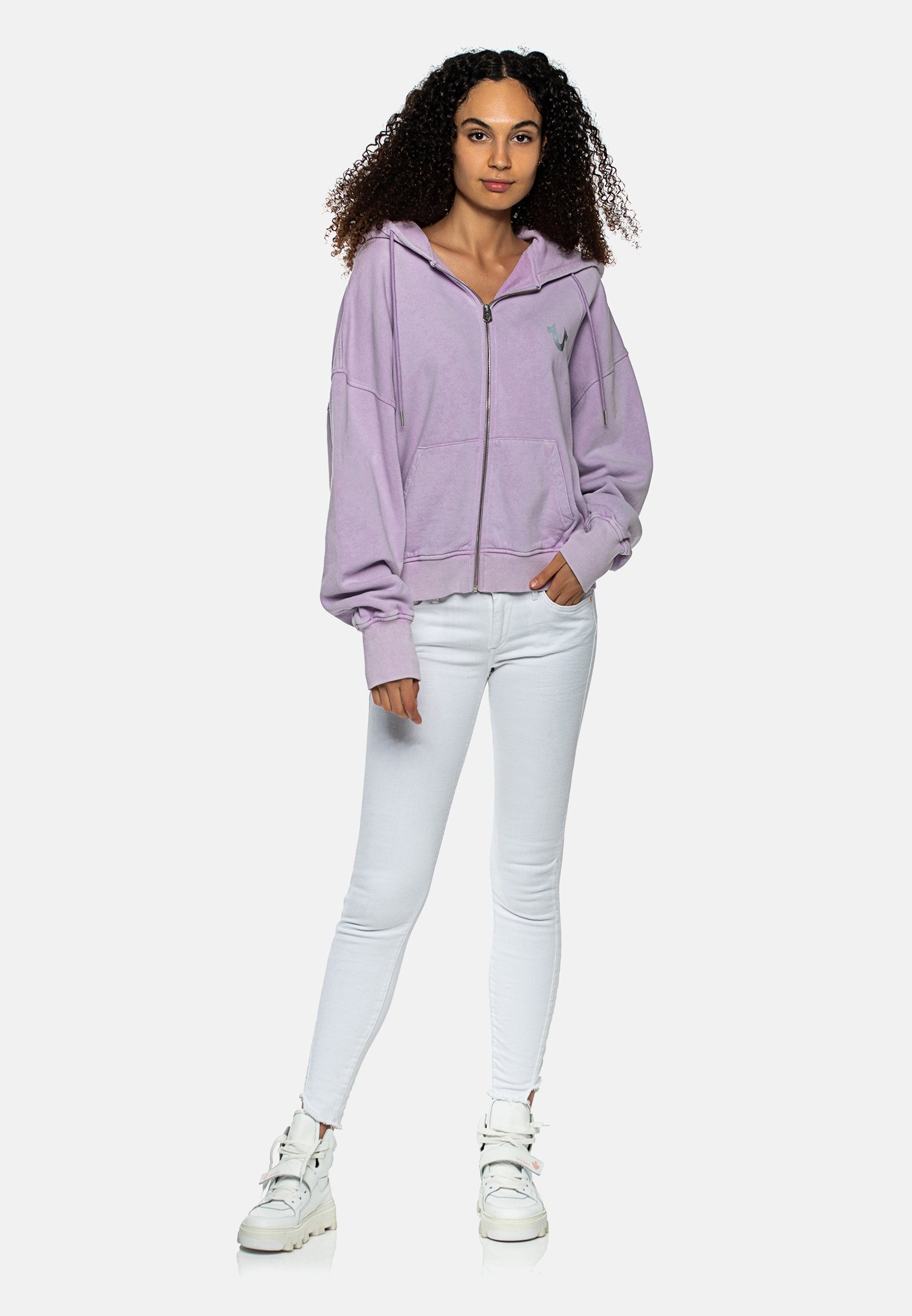 True Religion DYE STONE WASHED - Zip-up sweatshirt - pastel lilac/lilac -  Zalando.de