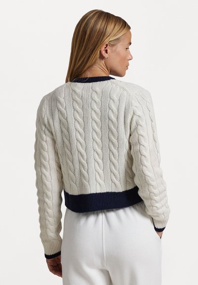Polo Ralph Lauren CABLE-KNIT CASHMERE CARDIGAN - Kardigán - cream/hunter navy multi