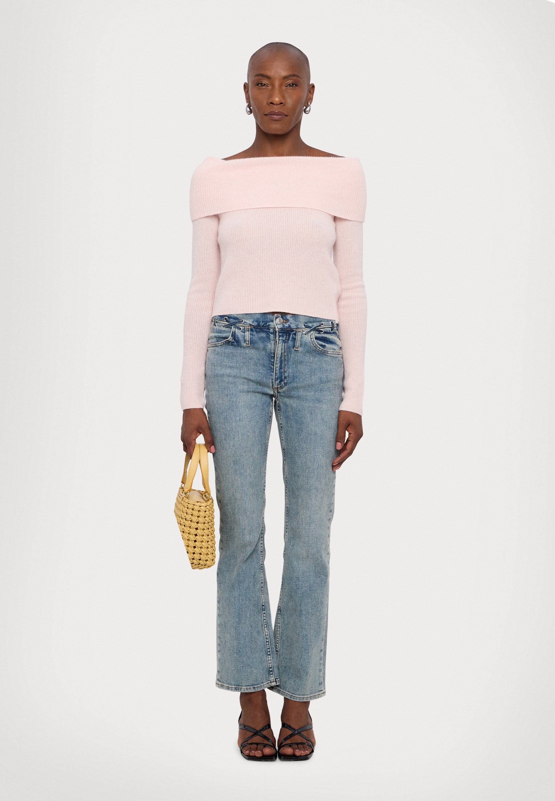 S sequin offshoulder knit theredthread Sequin-trim fine knit