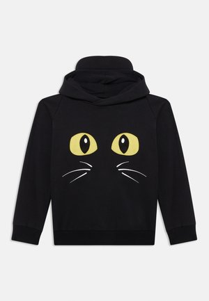 Μαύρη φούτερ με γραφικό μπροστά που απεικονίζει μεγάλα κίτρινα μάτια γάτας και άσπρες μουστάκες. Έχει τσέπη καγκουρό και ελαστικές μανσέτες.