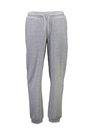 Graue Sweatpants aus weichem Stoff mit elastischem Bund und Kordelzug. Mit seitlichen Taschen und engen Bündchen an den Knöcheln.