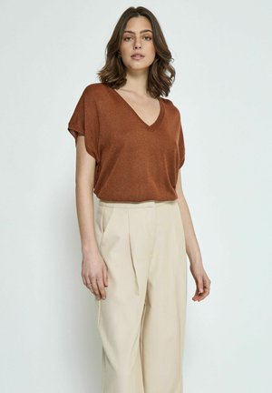 Minus CARLINA BATSLEEVE - T-Shirt basic - desert sand metal