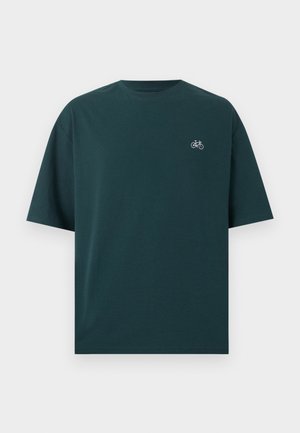 Pier One, T-Shirt basic - dark green/white