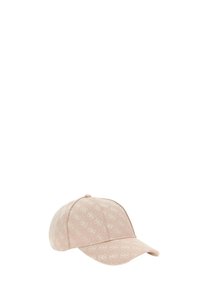 Cappellino da baseball rosa con tessuto caratterizzato da un motivo sottile. Visiera curva, corona strutturata e cinturino posteriore regolabile. Morbida texture.