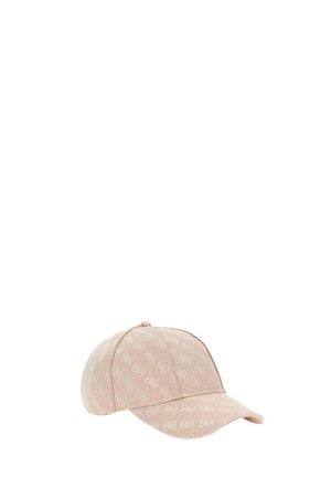 Cappellino da baseball rosa con tessuto caratterizzato da un motivo sottile. Visiera curva, corona strutturata e cinturino posteriore regolabile. Morbida texture.
