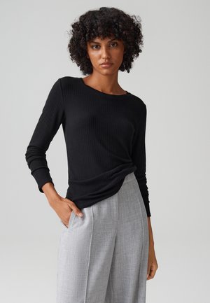 SLIM FIT RIB - Bluse - black
