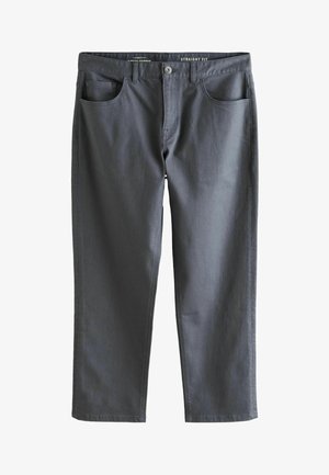 Halliset sirged püksid, mis on valmistatud puuvilla ja sünteetiliste kiudude segust, omavad kahte esimest taskut ja sujuvat, puhtast tekstuuri.