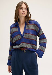 Motivi A RIGHE CON COLLETTO - Maglione - bluette