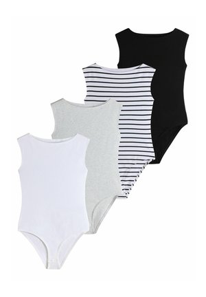 BOAT NECK 4 PACK - Body - black/white/grey/marl stripe