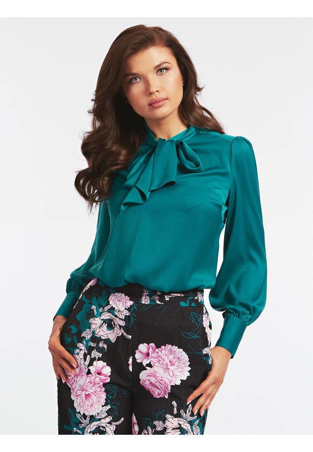 MIT SCHLEIFENKRAGEN - Blouse - grün
