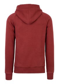 Bordeauxrode hoodie van een katoenmix, met een capuchon, lange mouwen, ribgebreide manchetten en onderkant, een gladde textuur en een subtiele logodetail.