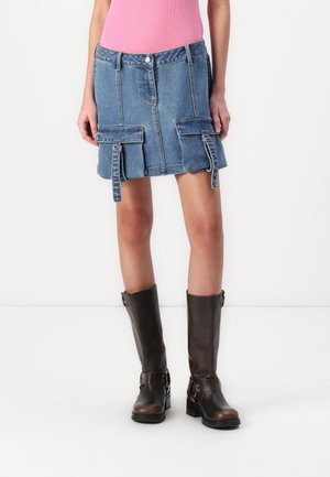 JXCALIA CARGO SKIRT  - Miniskjørt - medium blue denim