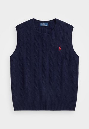 CABLE KNIT WOOL CASHMERE SWEATER VEST - Maglione - hunter navy