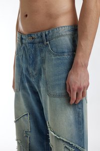 FAVELA FABRIC PATCH - Laisvi džinsai - blue washed