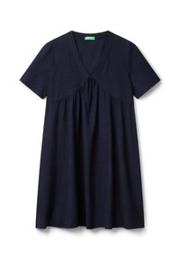 United Colors Of Benetton Vestito Regular A Righe - In Cotone Ed Elastan, Con Ricamo Logo E Fori Sui Fianchi