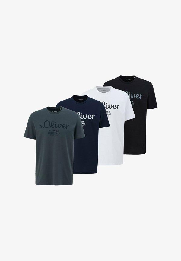 4ER PACK LOGO RUNDHALS - Print T-shirt - weiß blau dunkelgrau schwarz