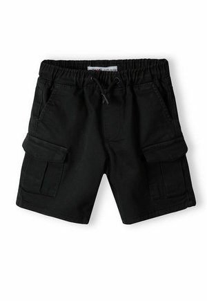 Sort cargo shorts med elastisk talje, snor, to sidelommer og to cargo-lommer. Lavet af slidstærkt stof med finish i mat look.