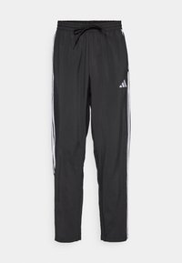 ESSENTIALS 3-STRIPES STANFORD OPEN HEM - Pantalon de survêtement - black/white