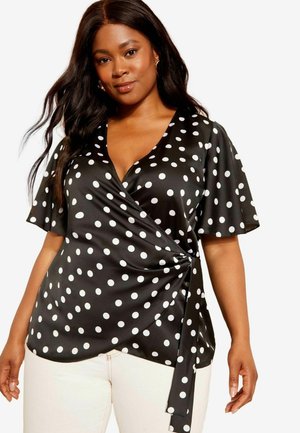 SHORT SLEEVE WRAP - REGULAR FIT - Camicetta - black