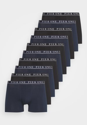 Sæt af ti boxershorts i forskellige nuancer af navy og sort. Har en logo-linning med "PIER ONE" trykt i hvidt. Blødt, strækbart stof.