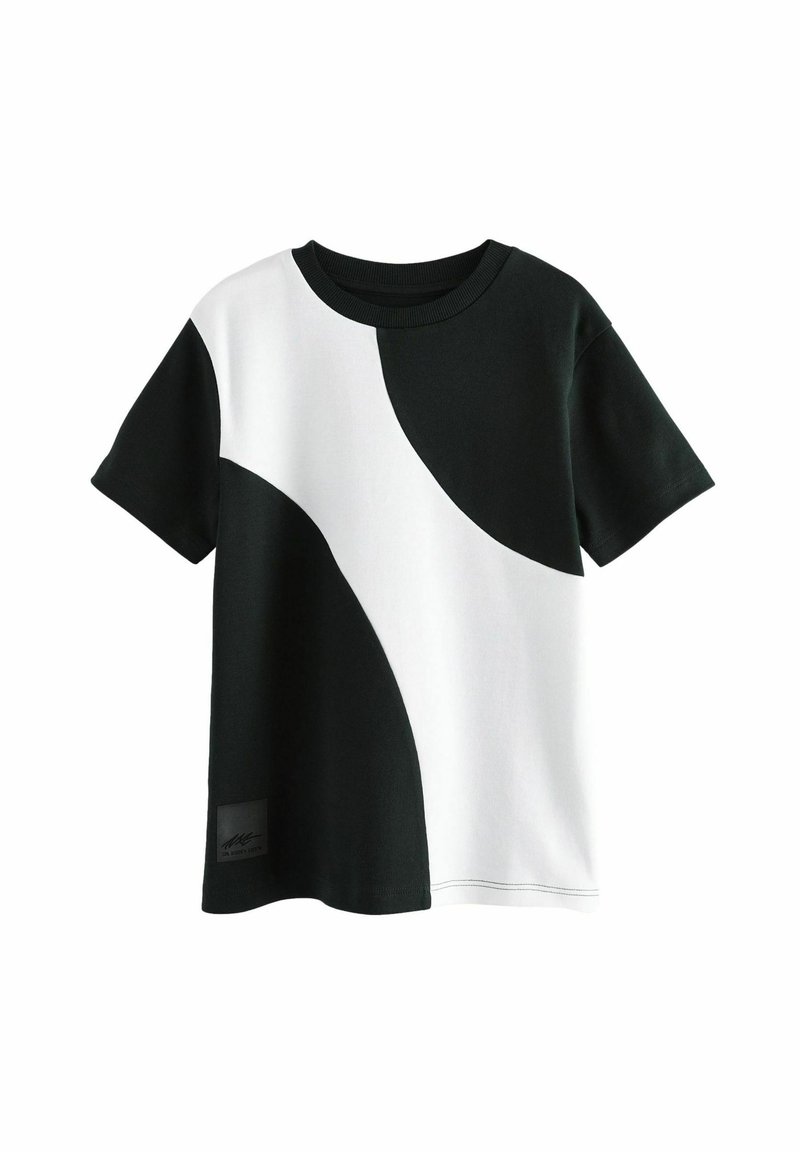 Next BLOCK SHORT SLEEVE - Printtipaita - black white wave