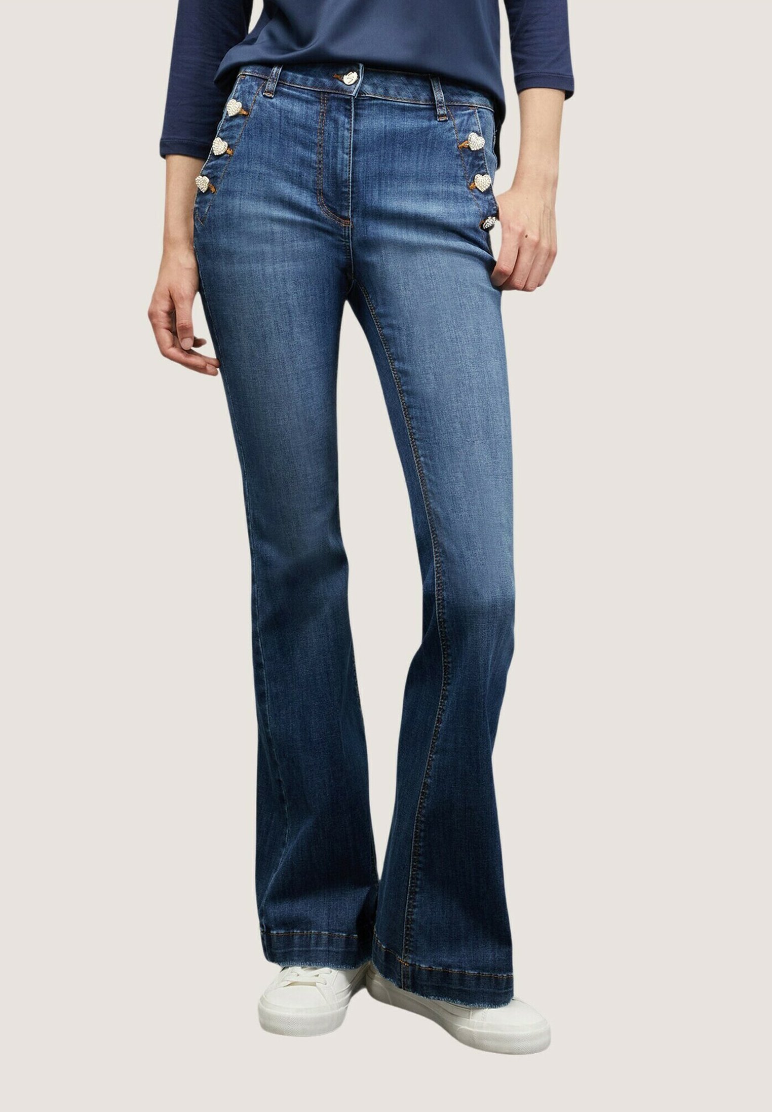 Motivi Jeans A Zampa Pantaloni Blu A Zampa Motivi EFFETTO GESSATO