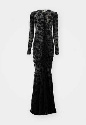 Norma Kamali LONG SLEEVE V NECK SHIRRED FRONT FISHTAIL GOWN - Roupa de cerimónia - black