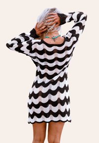 Cupshe STRIPED CROCHET - Pletené šaty - black white stripes