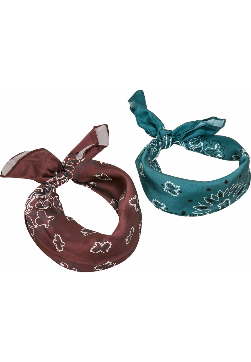 Urban Classics BANDANA UNISEX 2 PACK - Selyemkendő - cherry teal