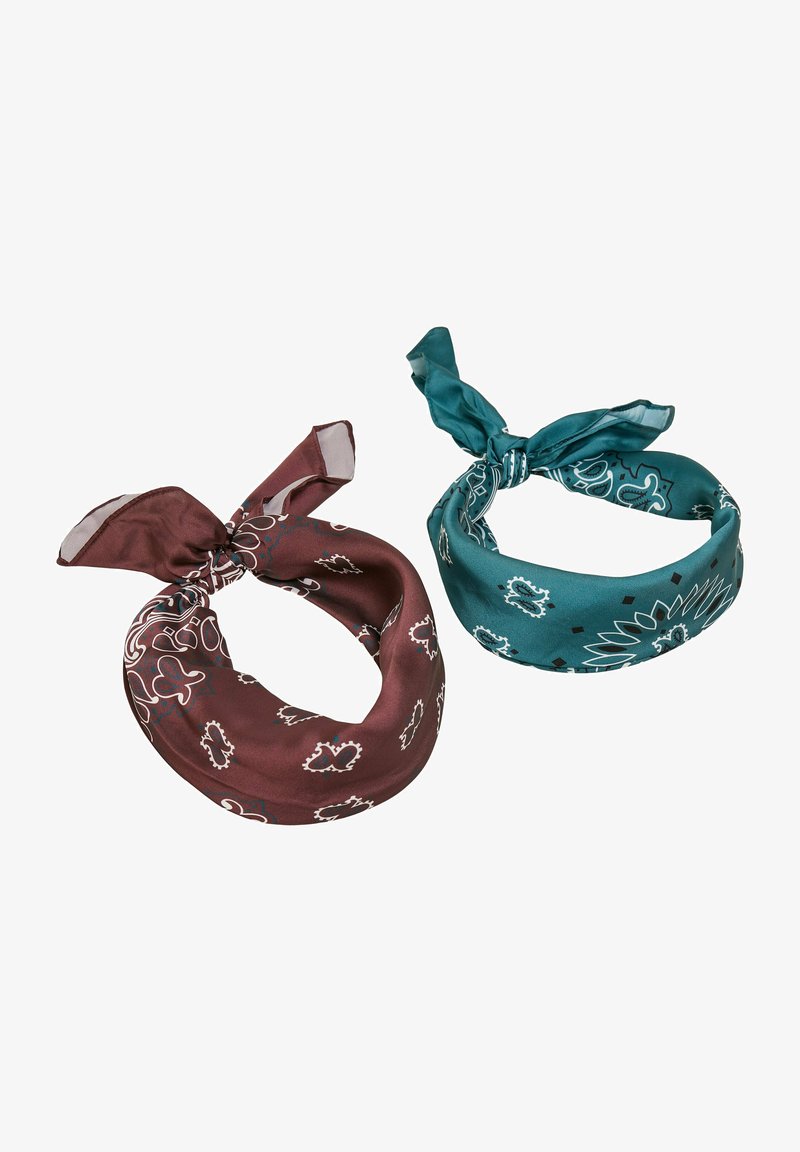 Urban Classics BANDANA UNISEX 2 PACK - Selyemkendő - cherry teal
