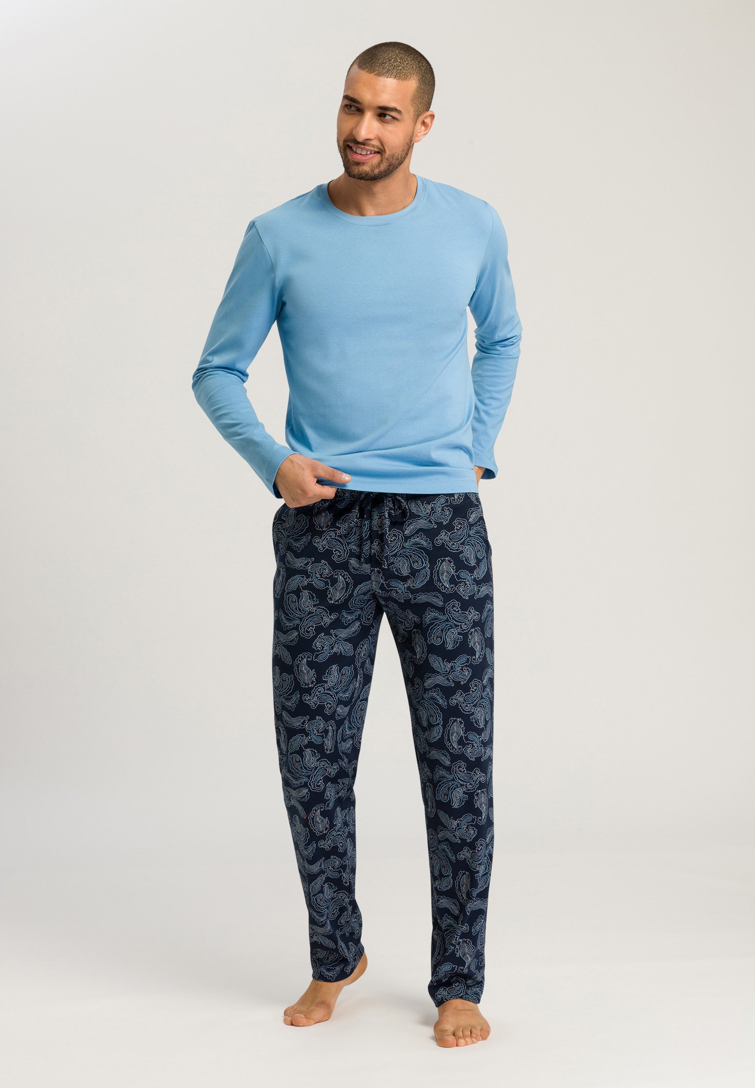 Mey Jefferson Herren-Homewear-Hose (Nachtwäsche) – Bequeme Baumwolle, Kordelzug, Gesäßtasche, Lässiger Schnitt