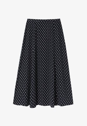 Mornarska suknja s lepršavim oblikom, s malim cvjetnim uzorkom u svijetlim bojama. Izrađena od mekog materijala s glatkom teksturom.