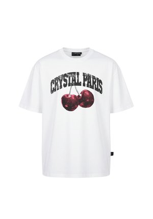 CRYSTAL PARIS, CRYSTAL PARIS OVERSIZED T-SHIRT CHERRY - Print T-shirt - white
