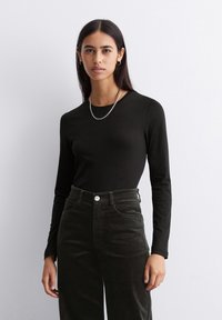 Marc O'Polo DENIM ROUNDNECK FLATLOCK - Bluză cu mânecă lungă - black