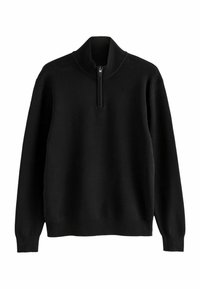 PLAIN REGULAR FIT PREMIUM QUARTER ZIP  - Stickad tröja - black