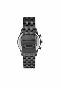 Orologio in acciaio inossidabile nero con cinturino strutturato, quadrante rotondo di grandi dimensioni, funzioni cronografo e chiusura; marchio "SECTOR" in evidenza.