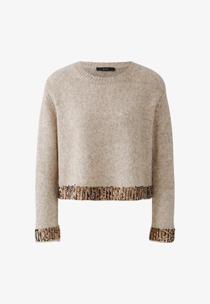 Oui, PAILLETTEN - Jumper - light beige melange
