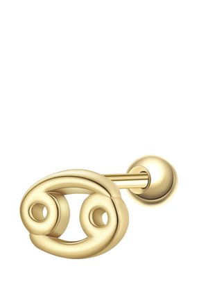 Barbell-ørering i guldmetal med et vedhæng af kræftens stjernetegn.