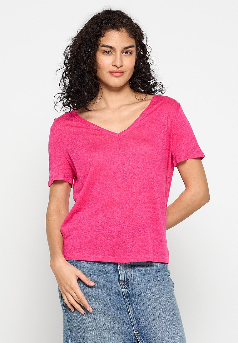 Mango T-shirt basic donkerroze Mango T-shirt basic donkerroze